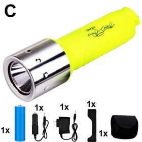 ZK20 LED Diving Flashlight 18650 Waterproof Torch Lamp Professional Scuba for Outdoor Diving Swim Under Water Sport Dropshipping (Emitting Color: Battery Chargers)